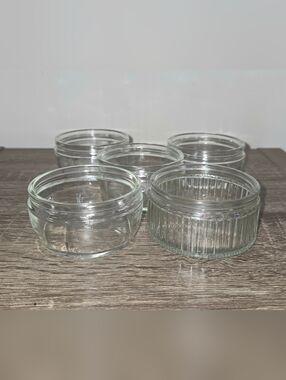 Vintage Set of 5 Small Cups Jars One Ramekin Old Fashioned Desserts Ice-cream.